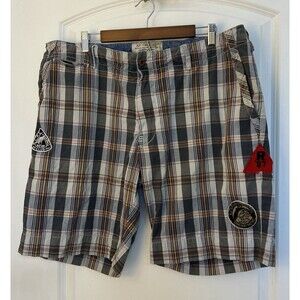 Polo Ralph Lauren Mens Shorts SZ 40 Madras Plaid Patch Vintage Fishing Club Y2K